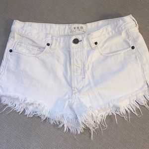 Free People white denim shorts